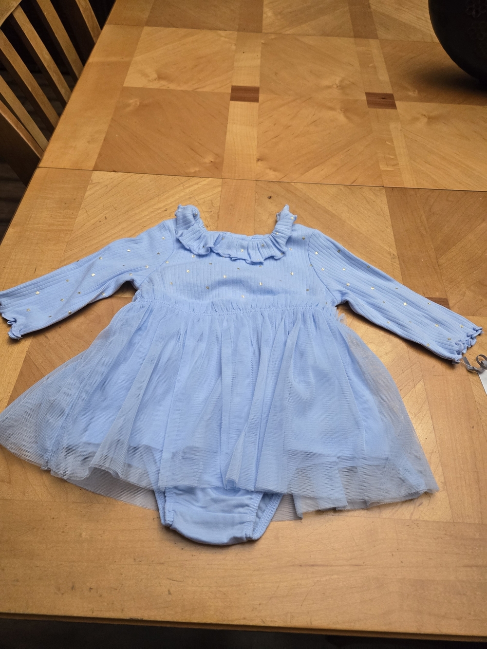 Baby Girls' Star Long Sleeve Modal Ribbed Tulle Dress - Cloud Island™ Blue